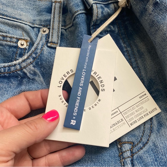 Lovers + Friends Devon High Waist Denim Cutoff Shorts in Islandia NWT - Picture 8 of 9